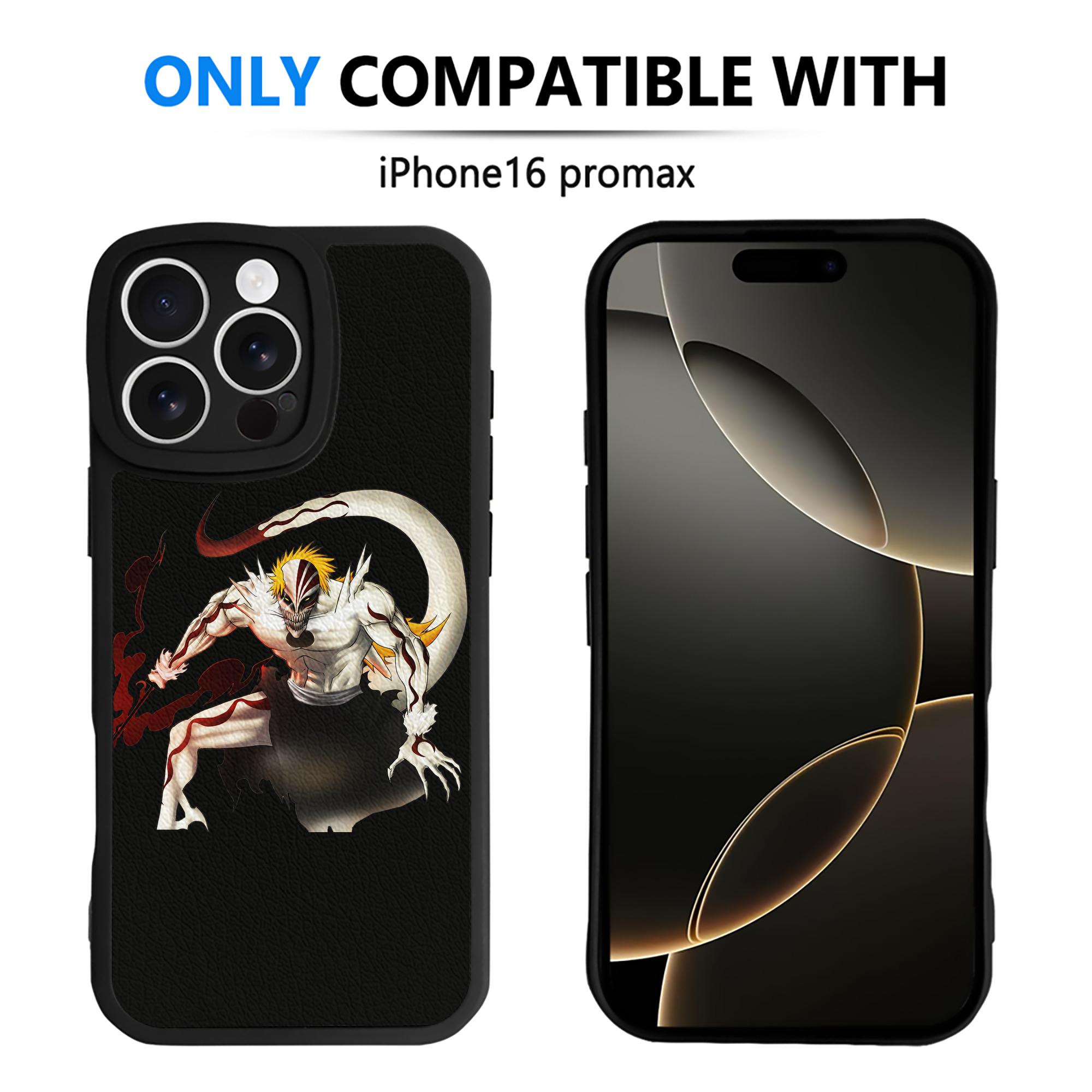 （画像用） ブリーチ 黒崎一護（くろさき いちご）BLEACH Kurosaki Ichigo 【iPhone 16シリーズ対応】シリコンスマホケース（レザー調） 材質：シリコン
